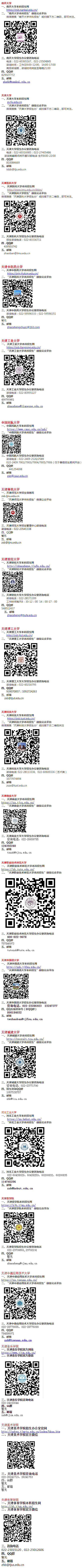 天津市大學校園開放聯(lián)盟高校招生咨詢聯(lián)系方式匯總