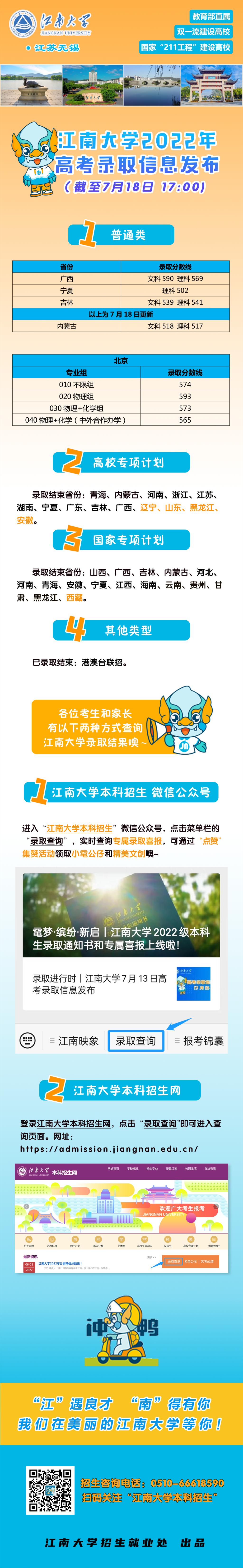 江南大學廣西、寧夏、吉林普通類錄取結(jié)束！7月18日高考錄取信息發(fā)布