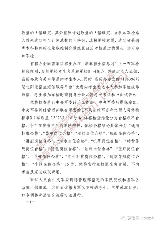 湖北：關(guān)于做好2023年軍隊院校招收普通高中畢業(yè)生工作的通知