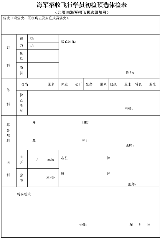 湖南：2024年度海軍招飛初檢預(yù)選工作安排