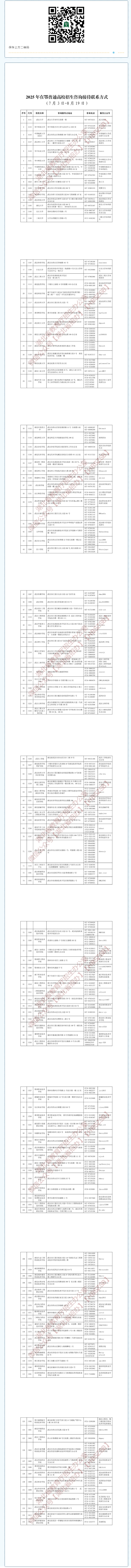 湖北省2025年在鄂普通高校招生咨詢接待聯(lián)系方式